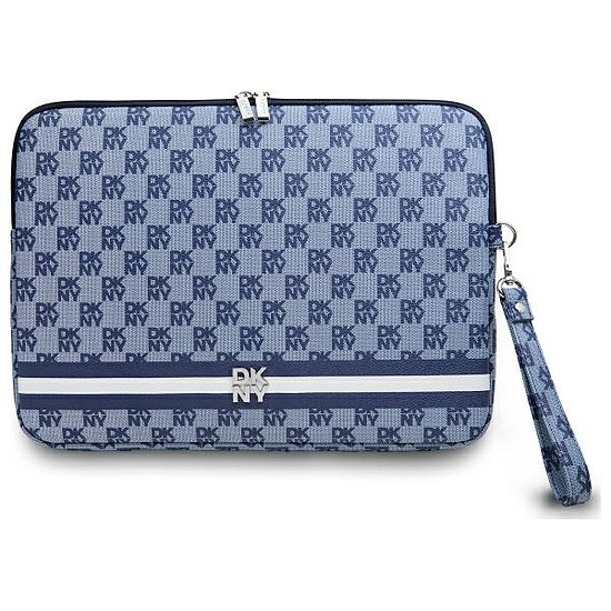 DKNY Sleeve Checkered Pattern Printed Stripes 14" Laptoptáska - Kék
