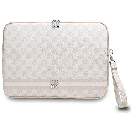 DKNY Sleeve Checkered Pattern Printed Stripes 14" Laptoptáska - Rózsaszín