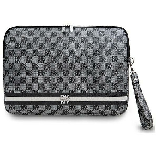 DKNY Sleeve Checkered Pattern Printed Stripes 16" Laptoptáska - Fekete