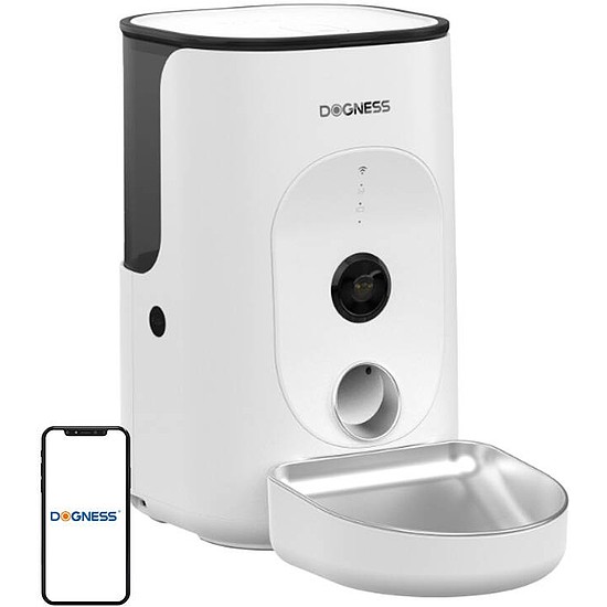 Dogness F15 WiFi 4L intelligens ételadagoló kamerával, rozsdamentes acél tállal fehér (F15 Stainless)