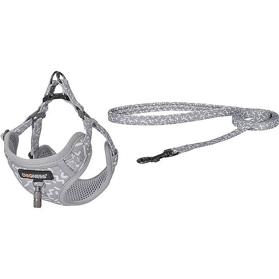 Dogness sétáló szett póráz 1,5m+hám kutyának világosszürke (DOG SET GREY)