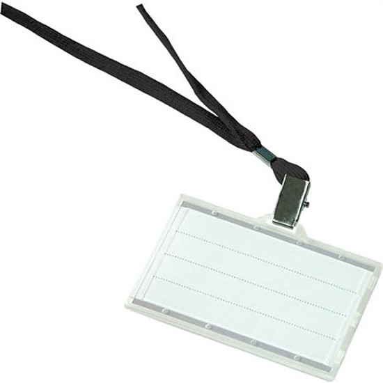 Donau azonosító kártya tartó fekete nyakpánttal 85x50 mm műanyag csipesszel 50db/csomag 8347001