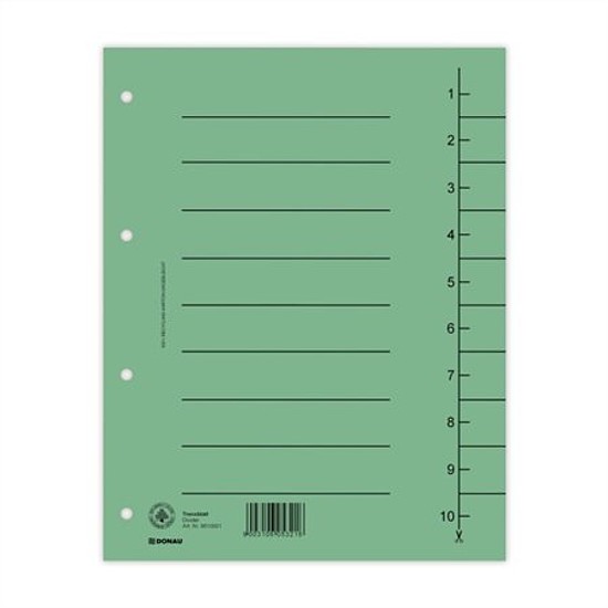 Donau elválasztó A4 vágható karton zöld 100ív/csomag