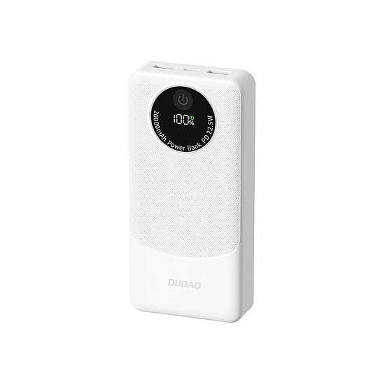 Dudao K12 10000mAh PD22.5W USB-A, USB-C külső akkumulátor - fehér
