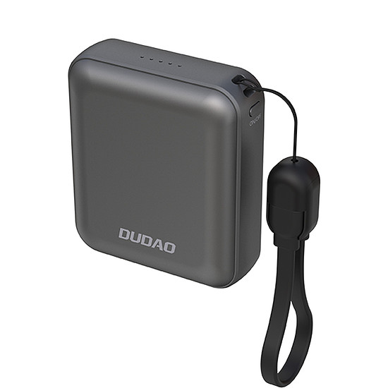 Dudao K22+ 10000mAh 22.5W USB-C külső akkumulátor medállal/kábellel - szürke