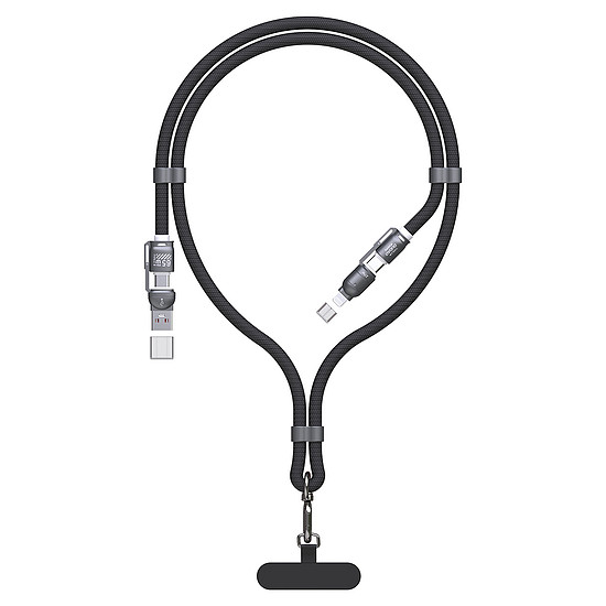 Dudao L20MAX 4in1 Kábel / Zsinór USB-A / USB-C / Lightning PD QC 65W 1.5m - Fekete