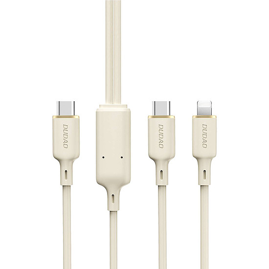 Dudao L7SF 2in1 kábel USB-C - USB-C / Lightning 100W 1.2m - bézs