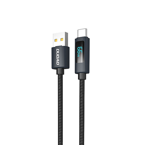 Dudao L7T USB-A - USB-C 66W kábel LED kijelzővel 1m - fekete