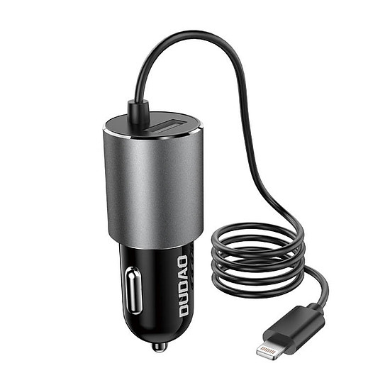 Dudao R5ProL autós töltő 1x USB, 3.4A + Lightning kábel, szürke (R5ProL (Lightning))