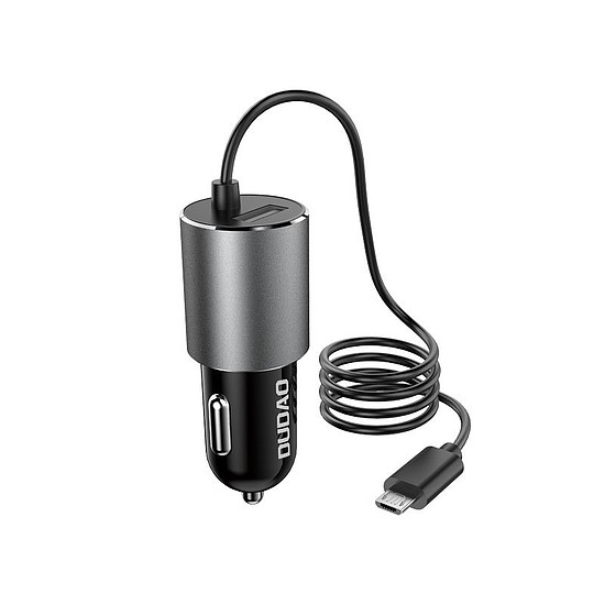 Dudao USB autós töltő beépített micro USB 3.4 A kábellel fekete (R5Pro M)