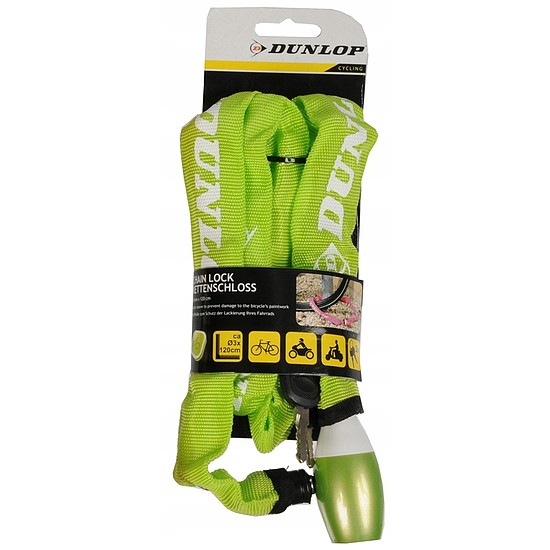 Dunlop - Kerékpárzár lánczárral 120cm zöld (8711252416984GREEN)
