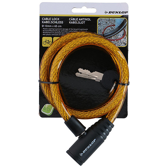 Dunlop - Spirálkulcsos kerékpárzár 65 cm narancs (871125208264_ORANGE)
