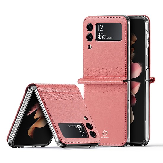 Dux Ducis Bril tok Samsung Galaxy Z Flip 3 borításhoz ökológiai bőr rózsaszínből