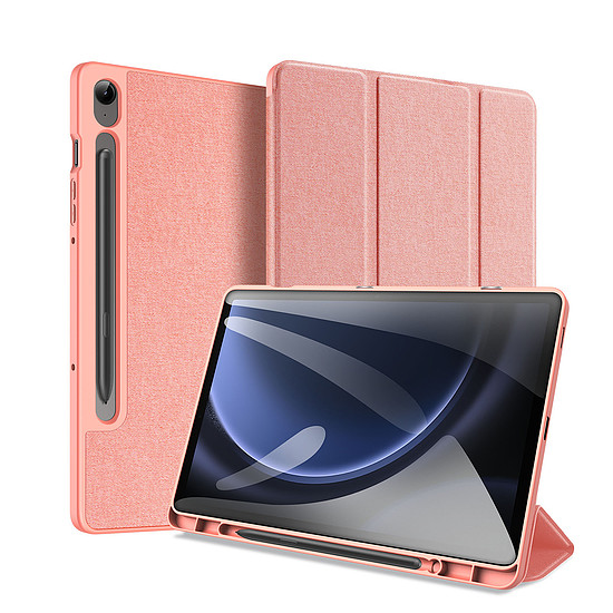 Dux Ducis Domo ökobőr tok állvánnyal Samsung Tab S9 FE+ készülékhez - rózsaszín