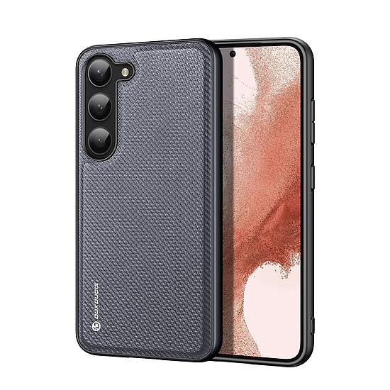 Dux Ducis Fino tok Samsung Galaxy S23 tok szilikon kerettel szürke