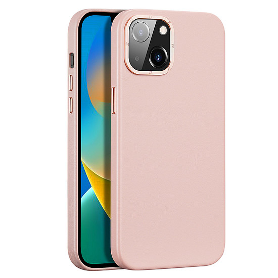 Dux Ducis Grit bőr tok iPhone 14 Plus készülékhez elegáns műbőr borítás (MagSafe kompatibilis) rózsaszín