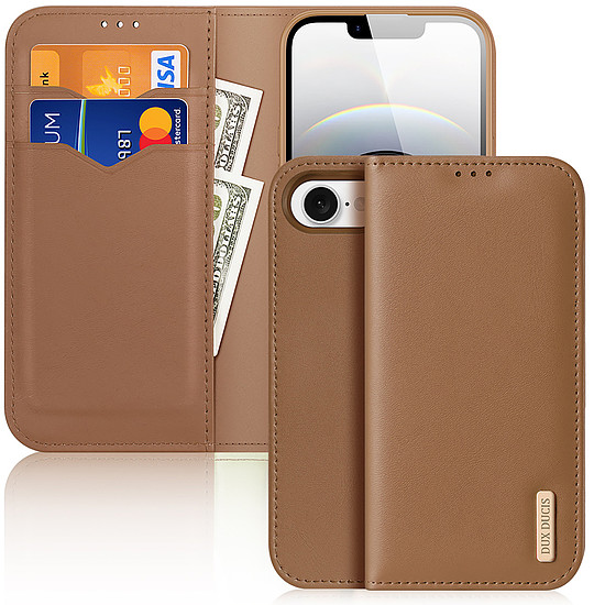 Dux Ducis Hivo iPhone 16e tok kihajtható és RFID-védelemmel - barna