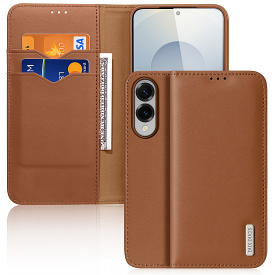 Dux Ducis Hivo Samsung Galaxy S25 Edge tok kihajtható és RFID védelemmel - barna