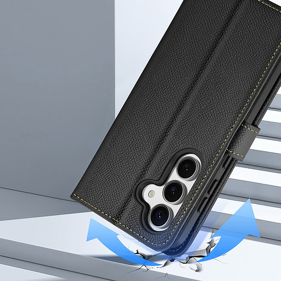 Dux Ducis Lawa bőrtok Samsung Galaxy S25 készülékhez levehető mágneses tok - fekete