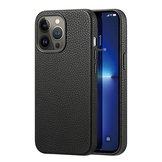 Dux Ducis Roma bőrtok iPhone 13 Pro-hoz elegáns valódi bőr fekete tok