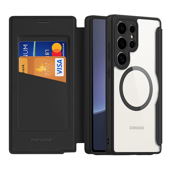 Dux Ducis Skin X Pro tok Samsung Galaxy S25 Ultra készülékhez MagSafe-fel és pénztárcával - fekete