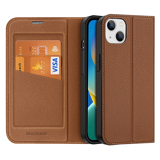 Dux Ducis Skin X2 tok iPhone 14 Plus tokhoz, barna mágneses füllel