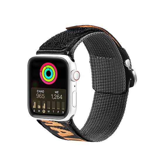 Dux Ducis szíj (kültéri változat) Apple Watch Ultra, SE, 8, 7, 6, 5, 4, 3, 2, 1 (49, 45, 44, 42 mm) nylon pántos karkötőhöz, fekete és narancssárga