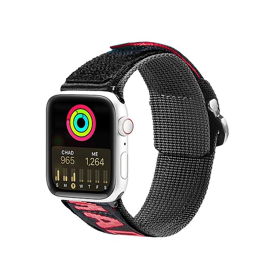 Dux Ducis szíj (kültéri változat) Apple Watch Ultra, SE, 8, 7, 6, 5, 4, 3, 2, 1 (49, 45, 44, 42 mm) nylon pántos karkötőhöz, fekete és piros