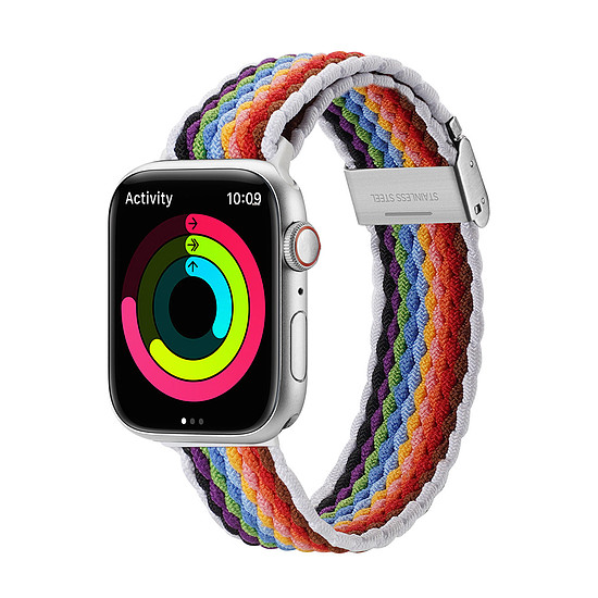 Dux Ducis Szíj (Mixture II Version) szíj Apple Watch SE-hez, 8, 7, 6, 5, 4, 3, 2, 1 (41, 40, 38 mm) fonott karkötő, halvány csíkok