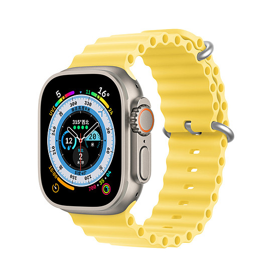 Dux Ducis óraszíj Apple Watch 8/7/6/5/4/3/2/SE-hez (45/44/42 mm) szilikon, sárga (OceanWave verzió)