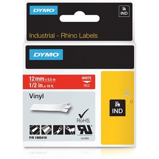 Dymo 1805416 ID1 pvc feliratozószalag 12mm x 5,5m fehér - piros