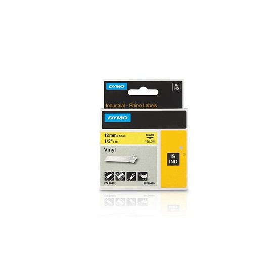 Dymo 18432 ID1 vinyl feliratozószalag 12mm x 5,5m fekete - sárga