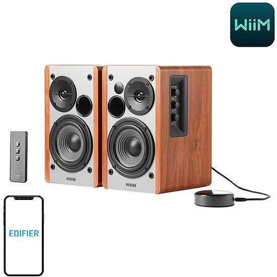 Edifier R1280T 2.0 hangszórók WiiM Minivel barna (R1280T and WiiM Mini)