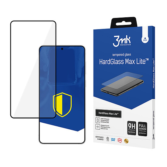 Edzett üveg 3mk HardGlass Max Lite fekete Samsung Galaxy S25 Edge-hez