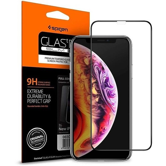 EDZETT ÜVEG Spigen GLASS FC IPHONE 11 PRO MAX FEKETE