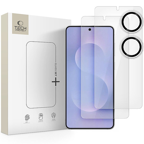 Edzett üveg Tech-Protect Glass Set+ 3 darabos Samsung Galaxy S25 Edge készülékhez - átlátszó