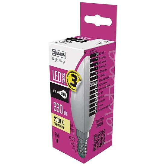 EMOS Classic LED izzó gyertya E14 4W 330lm meleg fehér (ZQ3210)