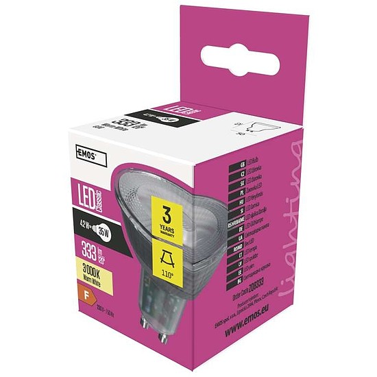 EMOS Classic LED izzó MR16 GU10 4.2W 400lm meleg fehér (ZQ8333)