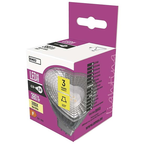 EMOS Classic LED izzó MR16 GU5.3 4.5W 400lm meleg fehér ZQ8433 (ZQ8433)