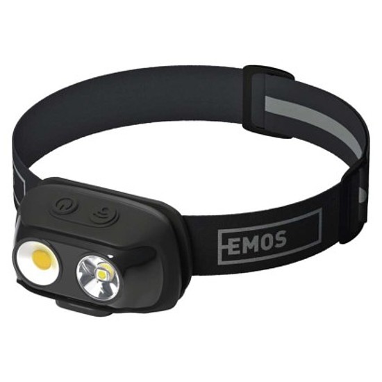 EMOS COB LED Fejlámpa tölthető, 500lm, 130m, Li-pol 1200mAh