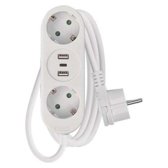 EMOS hosszabbító 2 aljzat, +2×USB A, +1×USB C, 1,5m