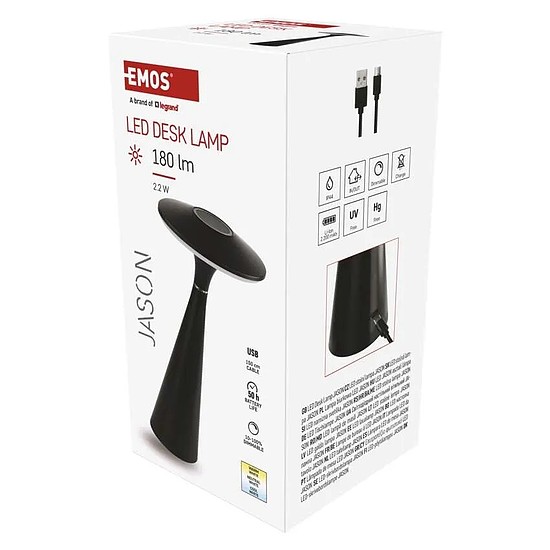 EMOS Jason LED asztali lámpa, újratölthető, 180 lm (Z7633)