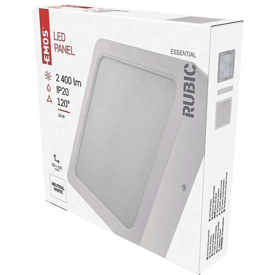 EMOS LED felületi lámpatest RUBIC, négyzet, fehér, 24W, természetes fehér