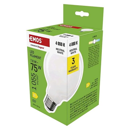 Emos LED izzó Filament G95 / E27 / 7,8 W (75 W) / 1055 lm / Természetes fehér (ZF2D53)