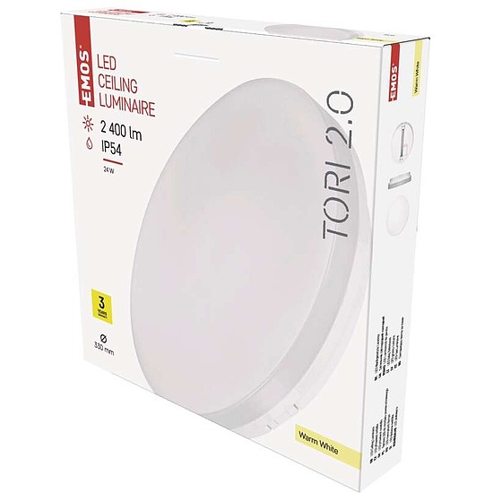 EMOS LED MENNYEZETI LÁMPA TORI 24W WW IP54
