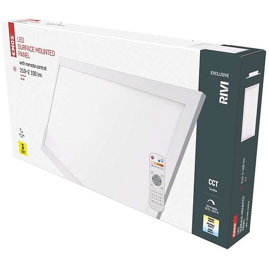 EMOS LED MENNYEZETI PANEL RIVI 30x60, 25W, DIMM., ÁLLÍTHATÓ SZÍNHŐM.