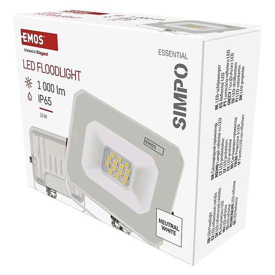 Emos LED reflektor SIMPO fehér, 10W, 1000 lm, természetes fehér, IP65 (ZS2213W)