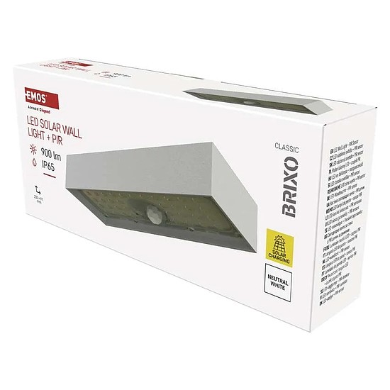 EMOS LED SOLAR lámpatest BRIXO PIR, 900lm IP65 természetes fehér (ZG165S)