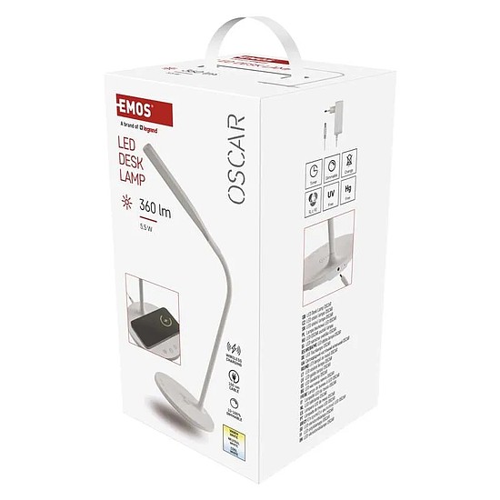 EMOS Oscar LED asztali lámpa dimmelhető, 5,5 W, 360 lm, fehér (Z7637W)