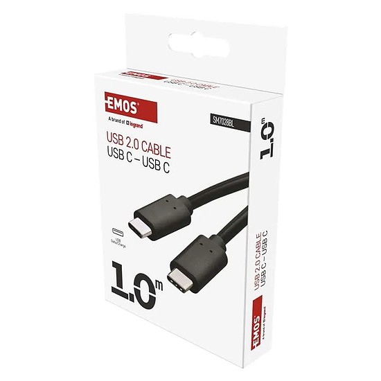 Emos Type C-C 2.0 Töltő- és adatkábel 1 m, fekete (SM7028BL)